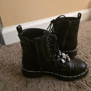 Steve Madden Kids Black Boots with Beaded Details